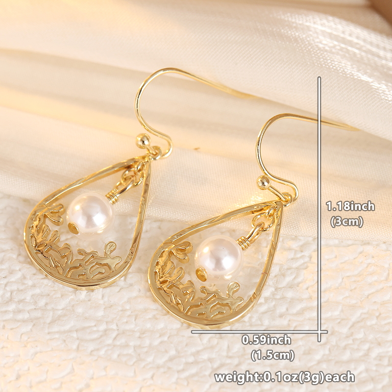 Vintage Hollow Water Drop Dangle Hook Earrings